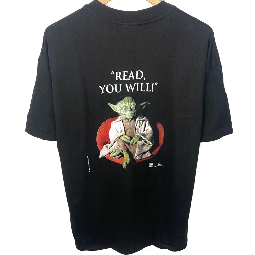 Vintage 1999 Star Wars Episode One Yoda Read You Will Black Double Sided T Shirt